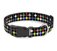 Plastic Clip Collar Diamonds Black/Multi Color NARROW-Small 7-8.5"