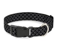 Plastic Clip Collar Diamonds Diagonal2 Lines Black/White NARROW-Medium 8.5-12"
