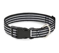 Plastic Clip Collar Diamonds Stripe White/Black NARROW-Medium 8.5-12"