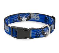 Plastic Clip Collar Die Hard Skulls & Stars1 Blue/Grays NARROW-Large 9.5-14.5"