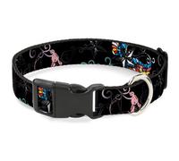 Plastic Clip Collar Die Hard Skulls & Stars2 Black/Multi Color Large 15-24"