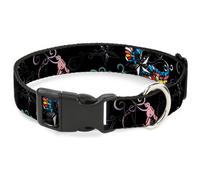 Plastic Clip Collar Die Hard Skulls & Stars2 Black/Multi Color WIDE-Medium 16-23