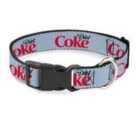 Plastic Clip Collar DIET COKE Logo Light Gray/Black/Red WIDE-Large 20-31"