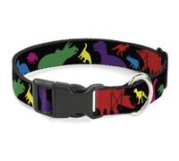 Plastic Clip Collar Dinosaur Silhouette Black/Multi Color Large 15-24"