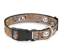 Plastic Clip Collar Disney Cats and Dogs Faces Orange WIDE-Small 13-17"