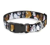 Plastic Clip Collar Disney Dogs 6-Dog Group Collage/Paws Gray/Black WIDE-Large 2