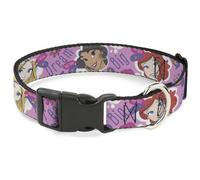 Plastic Clip Collar Disney DREAM BIG PRINCESS Faces Pinks/Purples WIDE-Small 13-
