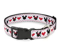 Plastic Clip Collar Disney Holiday Mickey and Minnie Mouse Heart Sweater Stitch