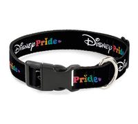 Plastic Clip Collar DISNEY PRIDE Signature Logo Black/White/Rainbow Large 15-24"