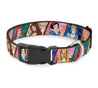Plastic Clip Collar Disney Princess Poses/Castle Blocks NARROW-Medium 8.5-12"