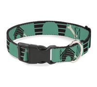 Plastic Clip Collar Dog House & Bone Turquoise/Brown NARROW-Large 9.5-14.5"