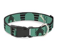Plastic Clip Collar Dog House & Bone Turquoise/Brown WIDE-Small 13-17"