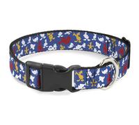 Plastic Clip Collar Donald Duck Face Scattered Blue NARROW-Large 9.5-14.5"