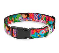 Plastic Clip Collar DORA THE EXPLORER Dora Poses/Floral Collage Orange/Pink WIDE