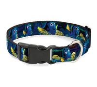 Plastic Clip Collar Dory Poses/Swirls Blues/Yellows Large 15-24"