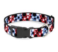 Plastic Clip Collar Dot Blocks Blue/Red/Black/White NARROW-Small 7-8.5"