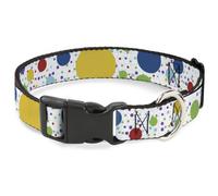 Plastic Clip Collar Dots/Grid3 White/Gray/Multi Color Small 9.5-13"