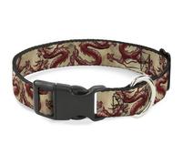 Plastic Clip Collar Dragons Tan NARROW-Small 7-8.5"