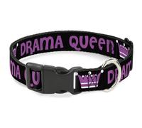 Plastic Clip Collar DRAMA QUEEN Black/Fuchsia NARROW-Large 9.5-14.5"