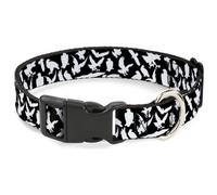 Plastic Clip Collar Eagle Silhouettes Scattered Black/White WIDE-Small 13-17"