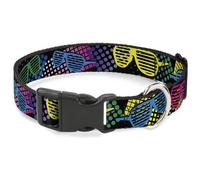 Plastic Clip Collar Eighties Shades Black/Neon Medium 11-16.5"