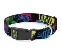 Plastic Clip Collar Eighties Shades Splatter Black/Neon WIDE-Medium 16-23"