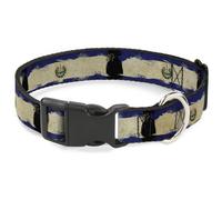 Plastic Clip Collar El Salvador Flag Distressed Painting Medium 11-16.5"