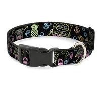 Plastic Clip Collar Electric SpongeBob Poses/Elements Black/Multi Color WIDE-Lar