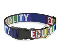 Plastic Clip Collar EQUALITY Blocks Rainbow/Blue/White WIDE-Large 20-31"