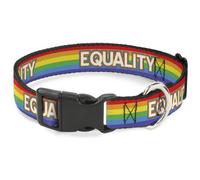 Plastic Clip Collar EQUALITY/Stripe Rainbow/White WIDE-Large 20-31"