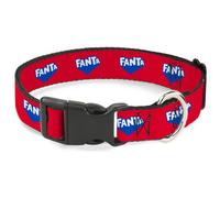 Plastic Clip Collar FANTA Logo Strawberry Red/Blue/White NARROW-Small 7-8.5"