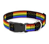 Plastic Clip Collar Flag American Pride Rainbow/Black WIDE-Large 20-31"