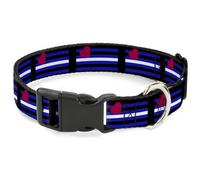 Plastic Clip Collar Flag Leather Black/Blue/Red/White NARROW-Small 7-8.5"