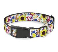 Plastic Clip Collar Flower Peace Power NARROW-Large 9.5-14.5"