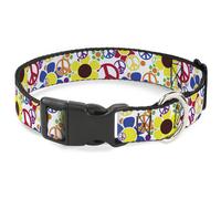 Plastic Clip Collar Flower Peace Power WIDE-Large 20-31"