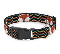 Plastic Clip Collar Fox Face/Stripes Black/Multi Color WIDE-Medium 16-23"