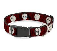Plastic Clip Collar Friday the 13th Hockey Mask Icons Reds Small 9.5-13"