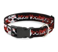 Plastic Clip Collar FRIDAY THE 13TH JASON VOORHIES Mask Text Black/Red/White Sma
