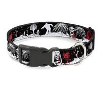 Plastic Clip Collar Fright Night Black/White/Red NARROW-Medium 8.5-12"