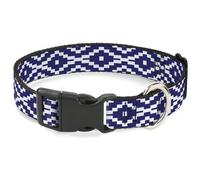 Plastic Clip Collar Geometric Diamond Blue/White WIDE-Medium 16-23"