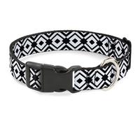 Plastic Clip Collar Geometric Diamond2 Black/White/Black Medium 11-16.5"