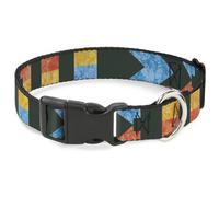 Plastic Clip Collar Geometric8 Charcoal/Orange/Gold/Blue NARROW-Small 7-8.5"