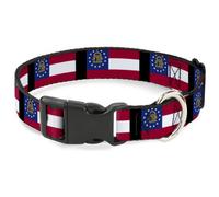 Plastic Clip Collar Georgia Flags/Black NARROW-Small 7-8.5"