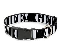 Plastic Clip Collar GET A LIFE Black/White WIDE-Large 20-31"
