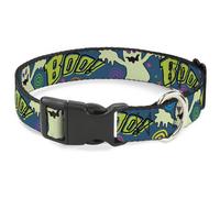 Plastic Clip Collar Ghost BOO Blue/Multi Color WIDE-Small 13-17"