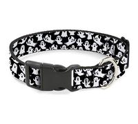 Plastic Clip Collar Ghosts Poses Scattered Black/White Small 9.5-13"