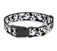 Plastic Clip Collar Ghosts Scattered Black/White WIDE-Small 13-17"