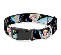 Plastic Clip Collar Glowing Tinker Bell Poses/Butterflies & Flowers Black/Multi