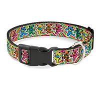 Plastic Clip Collar Grateful Dead Dancing Bears Swirl Multi Color WIDE-Medium 16
