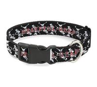 Plastic Clip Collar GRATEFUL DEAD Dancing Skeletons and Text Black/White/Red Lar